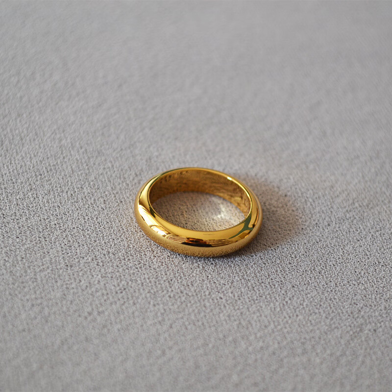 京营法式celi冷淡风简约时尚叠带素面光圈黄铜镀金戒指食指戒女 金色