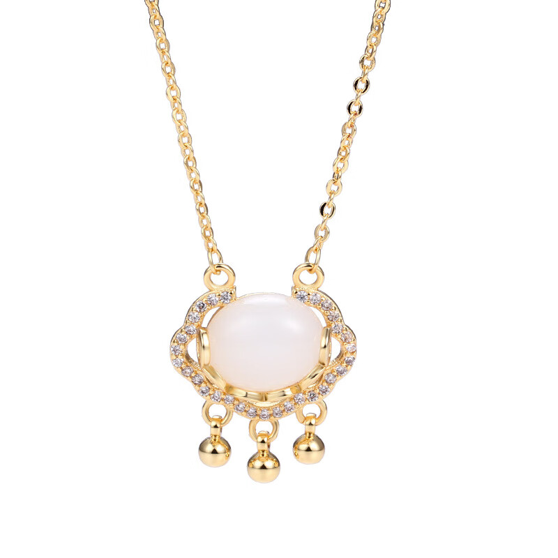 菲蕙抖音网红祥云如意平安锁项链女韩版ins长命锁简约气质吊坠骨链女