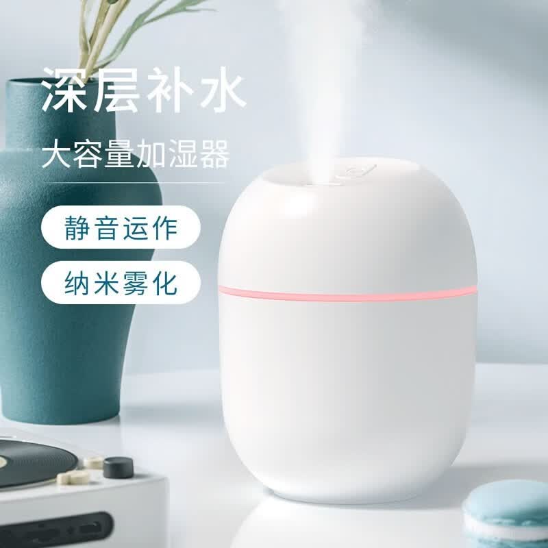 驰顾 迷你加湿器卧室香薰机车载办公室桌面空气usb加湿器精油小型大容量家用冬季防干燥 发光迷你加湿器-白色