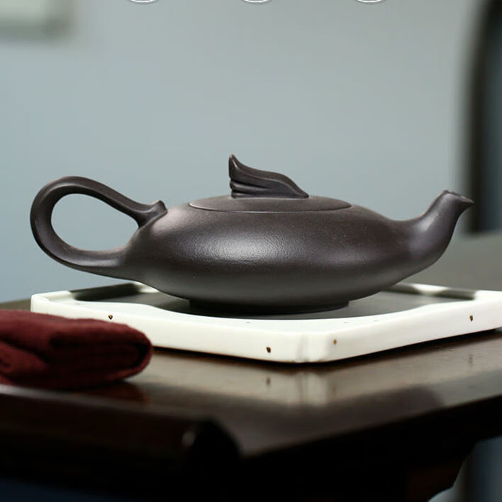 花乐集紫砂壶名家全手工原矿大红袍飞鸿水扁壶家用茶具泡茶器套装