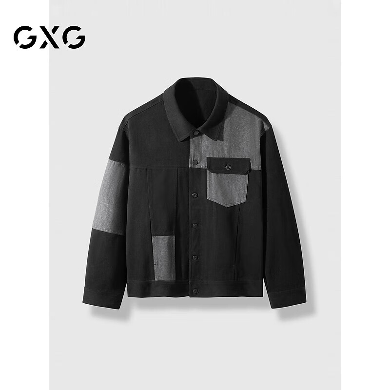 GXG男裝 黑灰長(zhǎng)袖牛仔外套24秋季新品 黑色 190/XXXL