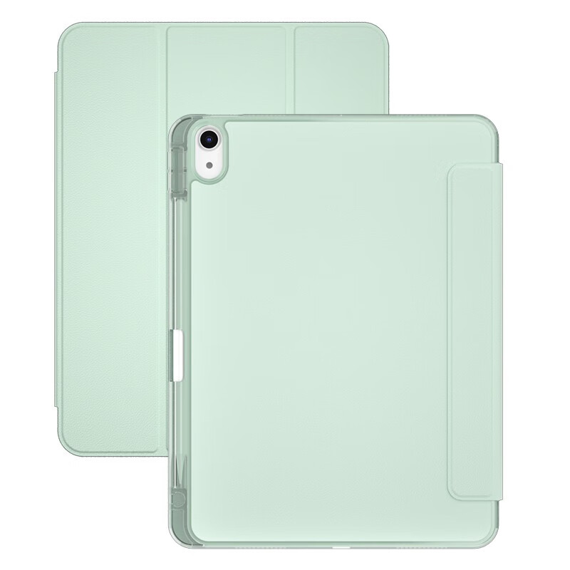 CANHOOGD iPadAir5/4保护套带笔槽10.9英寸苹果平板防摔壳透明磁吸可拆皮套 【一壳五用】【磁吸分体】嫩绿色+钢化膜