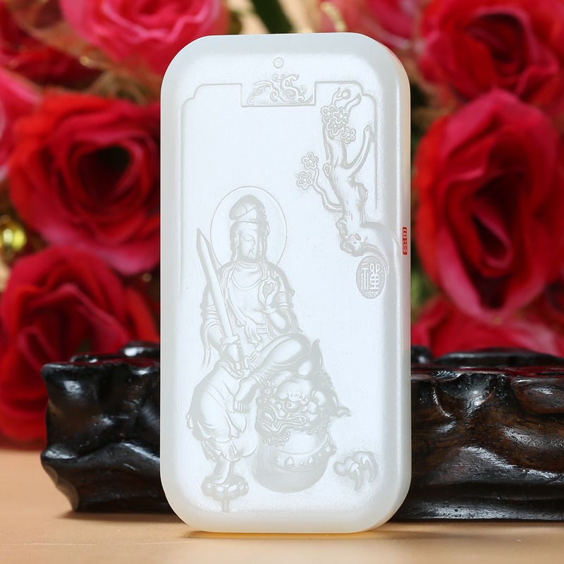 【珠宝严选】送礼推荐玉雕大师王磊作品 和田玉羊脂白玉文殊菩萨男款