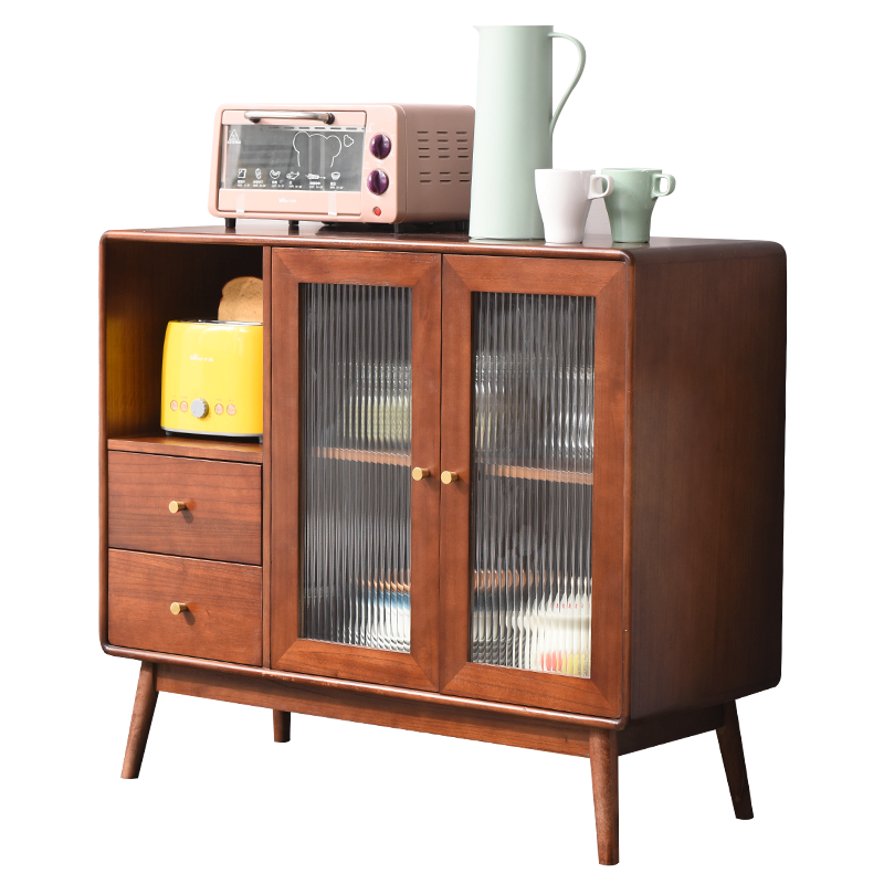 冯派 餐边柜实木 现代简约多功能储物柜 隔断柜 碗柜 厨房柜 小户型中式边柜厨房收纳柜子 LS2010012双门餐边柜咖啡色