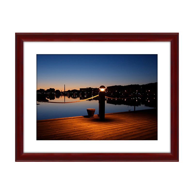汉傲 实木画框挂墙相框创意照片框大尺寸像框定制 红木色 大18寸  35.