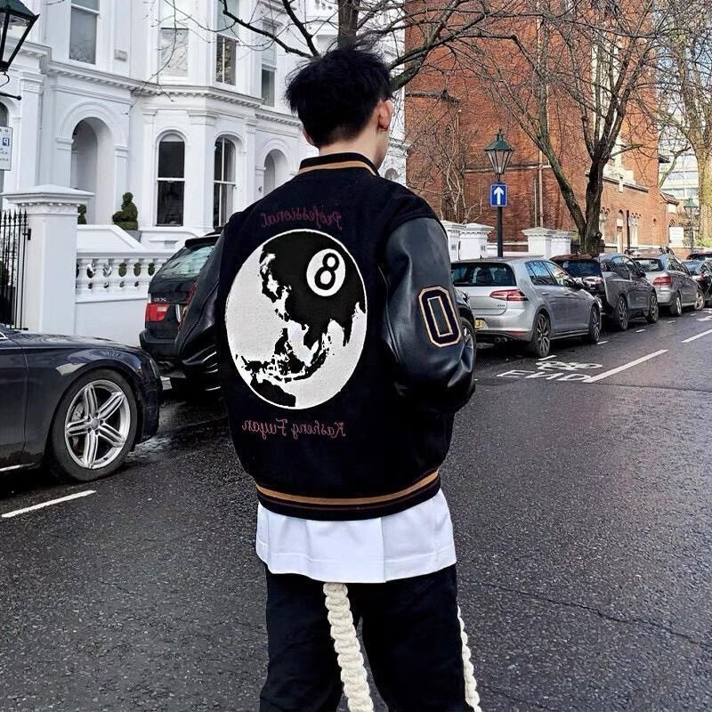 斯图西(stussy)stu斯图40周年纪念款黑八棒球服西高街夹克秋冬ssy