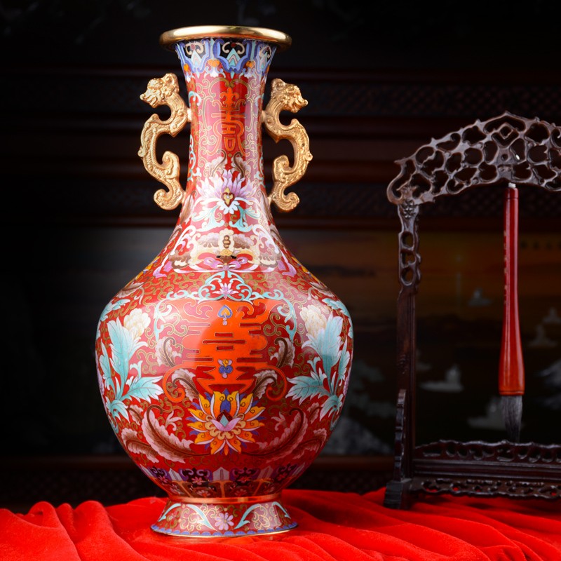 名门钰礼 景泰蓝花瓶龙凤瓶结婚礼物新房摆件外事礼品商务潮家居装饰