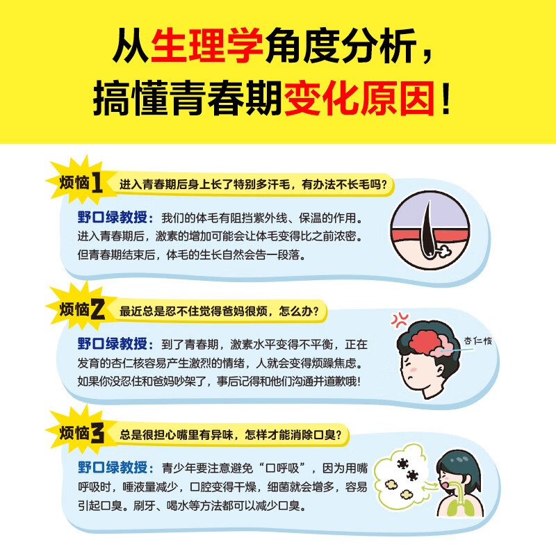 青春期烦恼快滚开（52种青春期烦恼，看这一本全赶跑！一本书解答男生女生关心的52个青春期问题）详情图