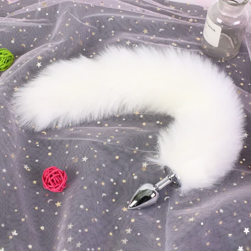 女用金属后庭sm猫狐狸小尾巴扩肛器塞性工具 白狐尾巴组1