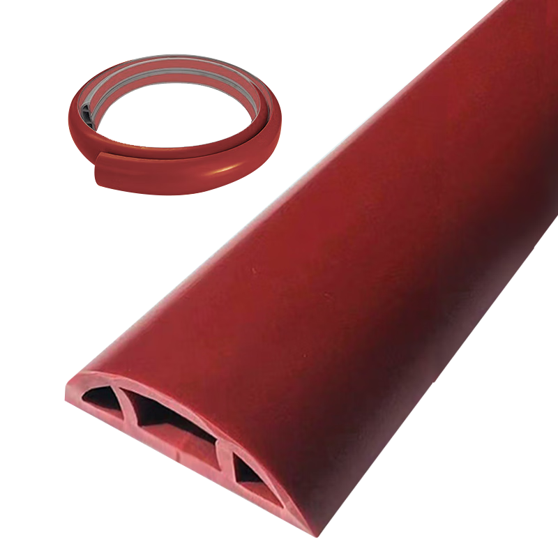 佐佑眾工 pvc地線槽防踩明裝明線電線走線槽自粘隱形護線槽固定神器1米 【2CM寬】棗紅弧形 1米價