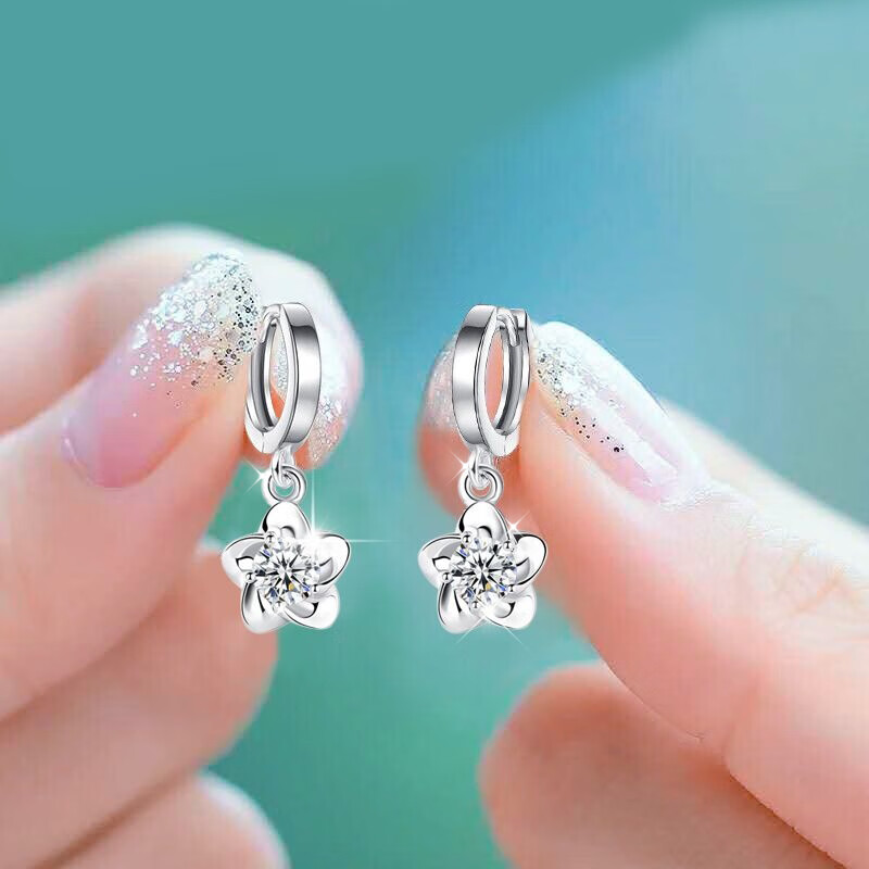 ?，斁`梅流蘇銀耳環(huán)女925銀長款耳釘小眾高級感耳墜生日禮物送女朋友 綻梅足銀耳環(huán)（證書）