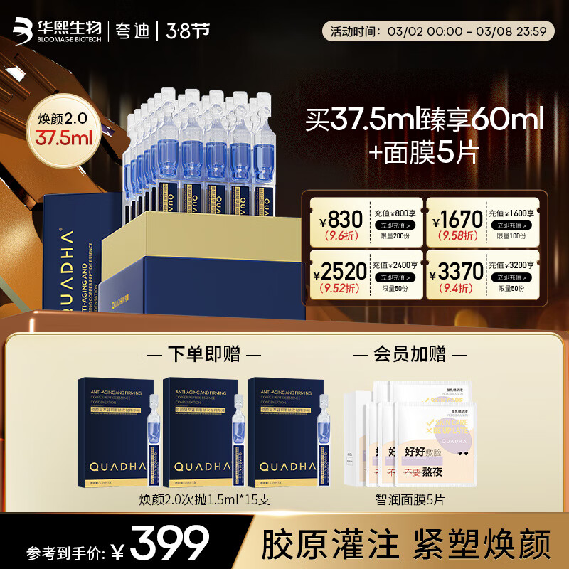 夸迪焕颜2.0抗皱修护焕颜凝萃蓝铜胜肽次抛精华液37.5ml