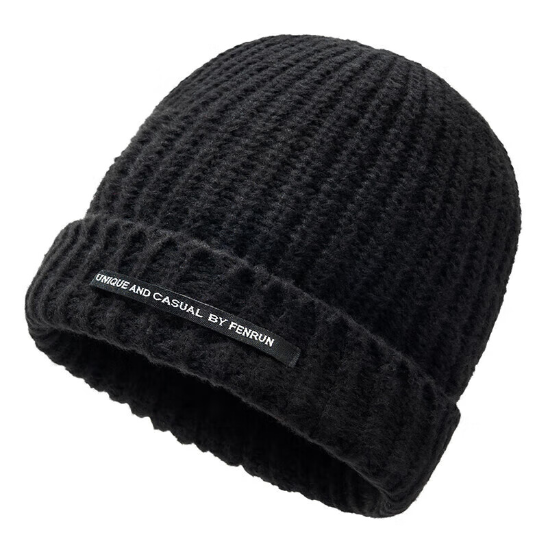 达芬奇密码秋冬保暖纯色针织毛线帽女士帽子防寒防风 黑色