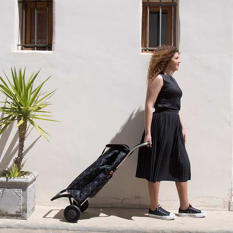 ROLSER西班牙进口全折叠购物车家庭用买菜车老人手拉车轻便拉杆车小拖车 全折叠蓝菱格43L推荐身高165以上