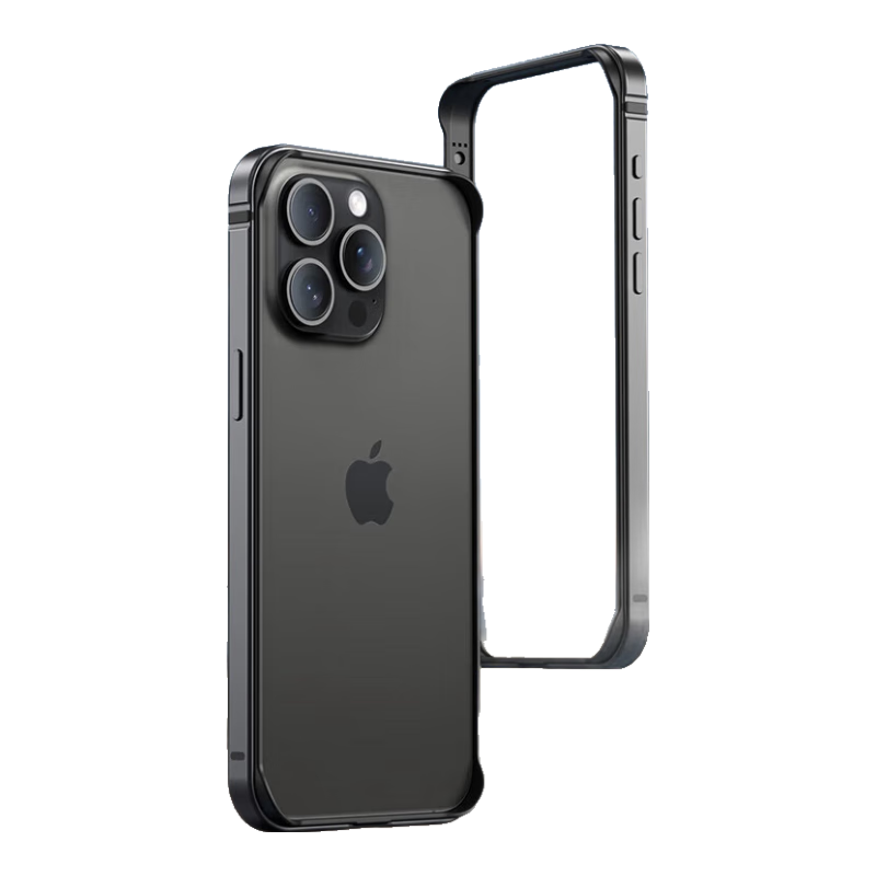ESCASE適用蘋果16pro手機(jī)殼邊框iPhone16pro防摔保護(hù)套保護(hù)邊框 加厚軟內(nèi)襯硬外殼男女 曜石黑