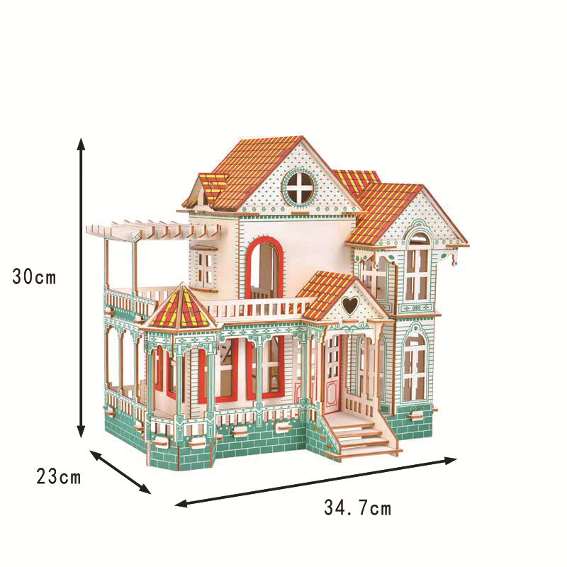 burjuman夏威夷别墅拼图夏威夷别墅木质3d立体拼图3d立体拼图高难度