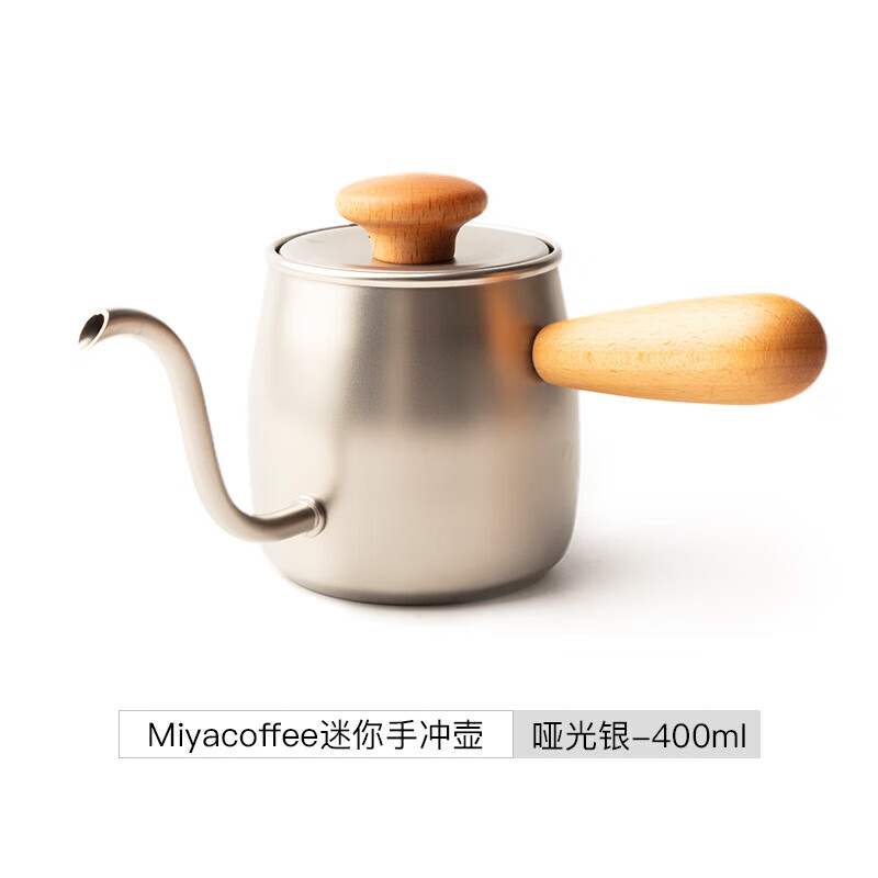 驰诺日本304不锈钢细嘴咖啡手冲壶挂耳迷你长嘴滴漏水壶 哑光银
