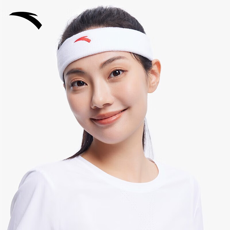 安踏(anta)运动发带止汗头带吸汗头巾跑步防导汗篮球健身束发带 白色