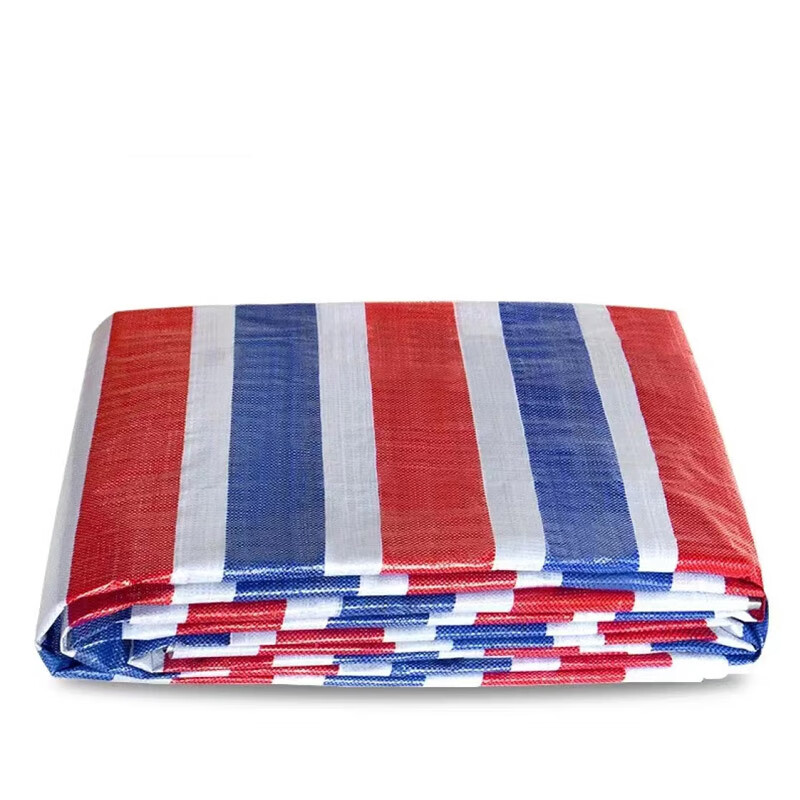 曲珞 三色塑料布彩条布防雨布雨棚布防晒遮阳布花油布 10米*10米