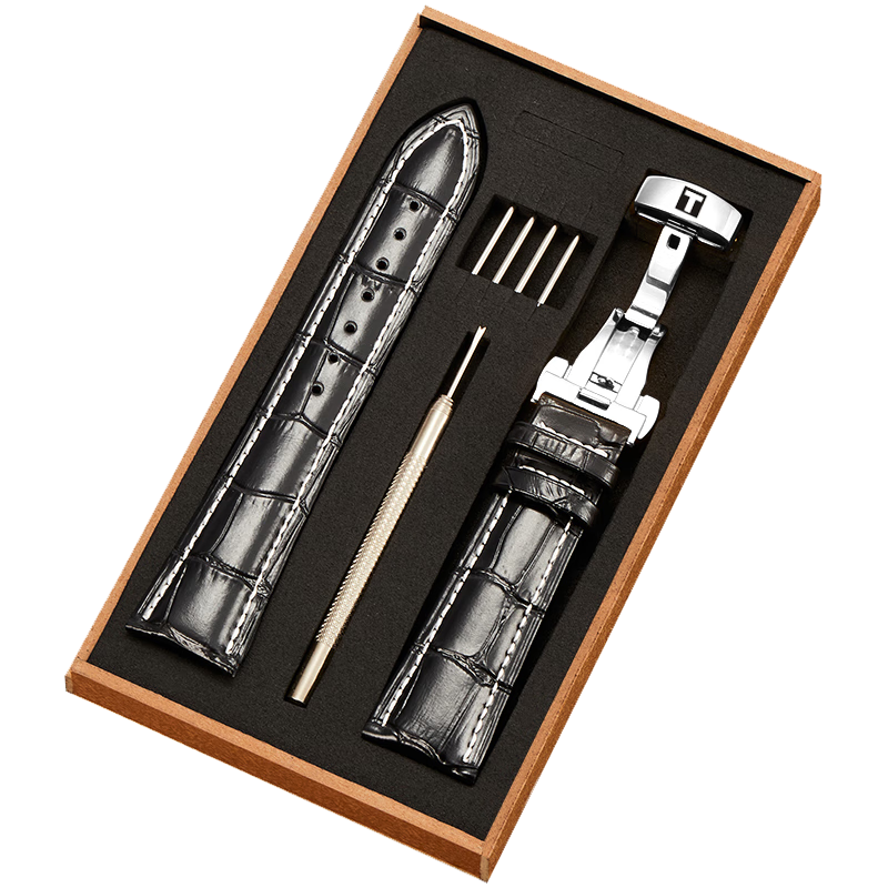 禧墜（XIZHUI） 適用于天梭表帶男士1853力洛克加長(cháng)真皮手表帶原裝款杜魯爾俊雅粗手腕手表鏈 黑色黑線(xiàn)+銀色扣 19mm