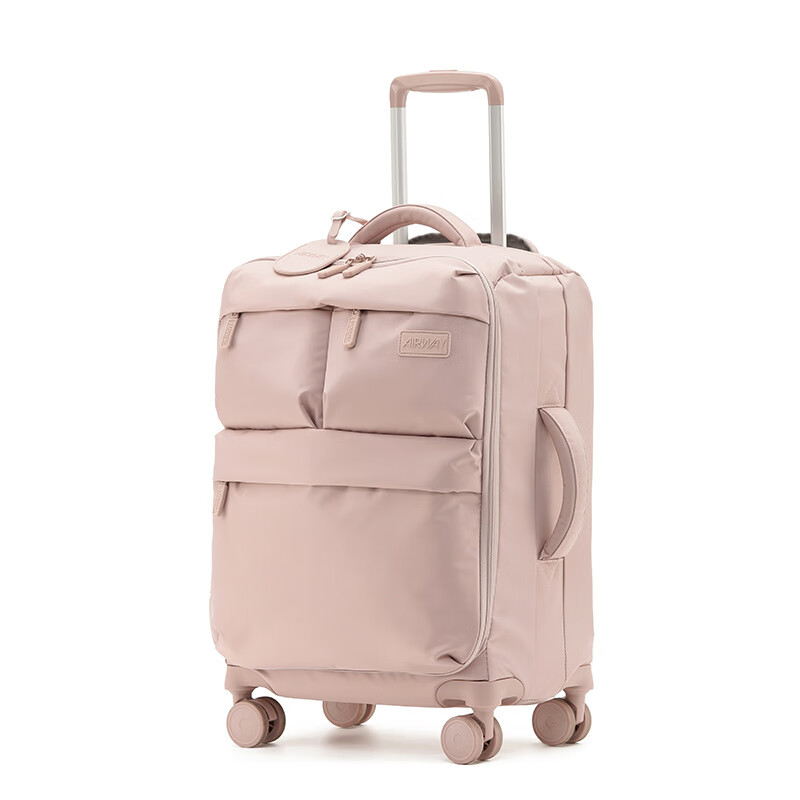 AIRWAY超轻行李箱拉杆箱女旅行箱男布箱登机箱高颜值 粉色-升级款 24寸