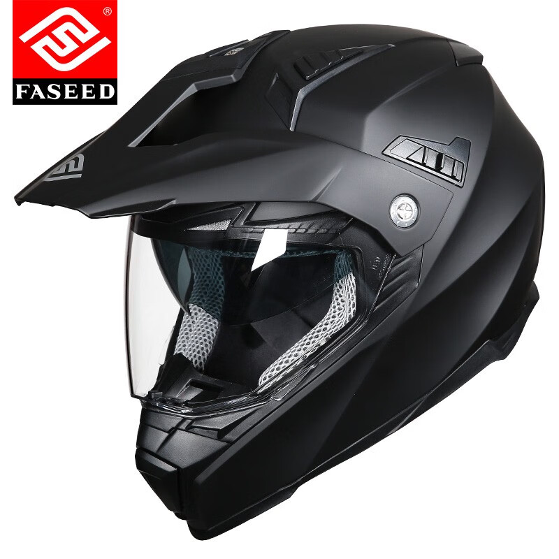FASEED摩托车头盔男双镜片摩旅公路机车拉力盔越野盔四季 哑黑 M 适合53-54头围