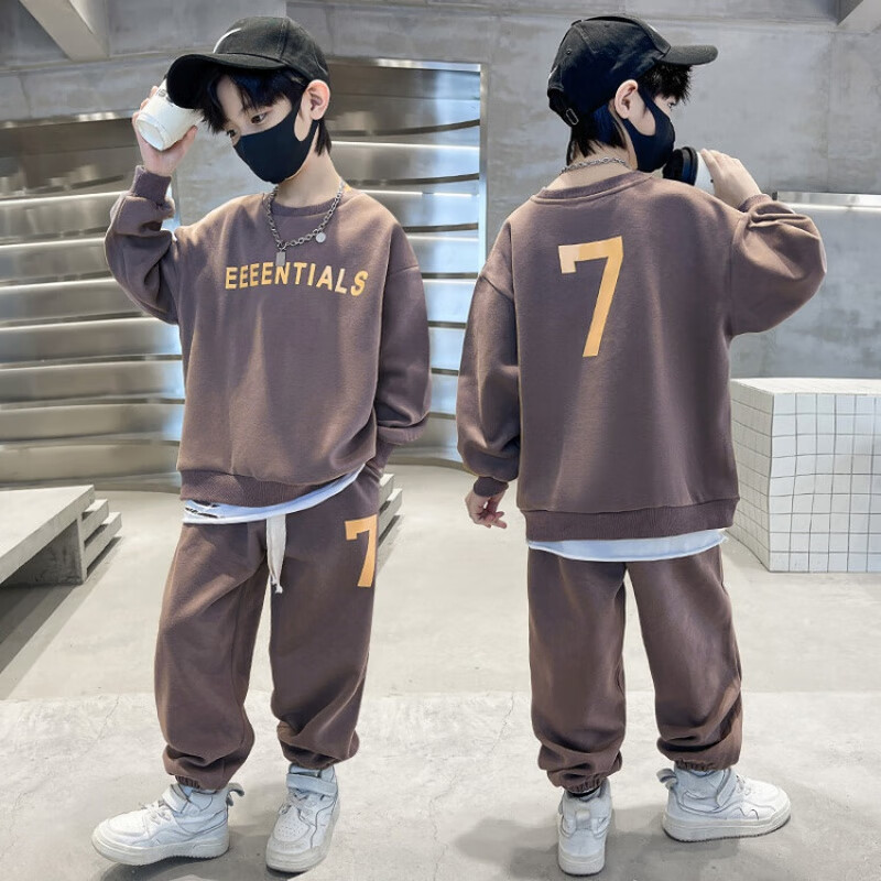 奥米鼠童装男童套装春季新款儿童休闲卫衣裤子两件套中大童春秋装衣服