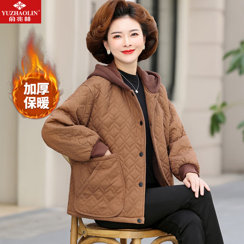 俞兆林妈妈装秋冬棉服中老年女装棉袄薄绒连帽外套老年人衣服 Y238M1468使用感如何?