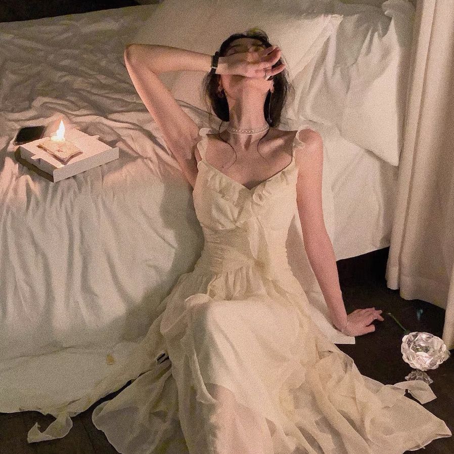 罗集(luoji)仙女裙超仙长裙温柔风三亚海边度假裙裙拍照法式连衣裙