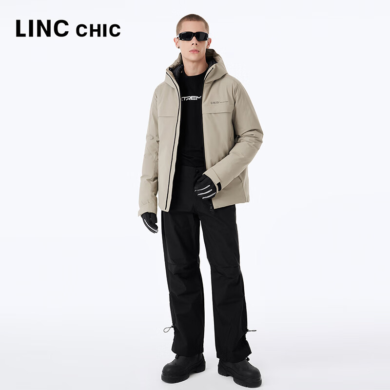 金羽杰冬季新款商务休闲羽绒服男短款反季连帽宽松轻暖冲锋衣N23801111 流沙色 S 适合120斤以下