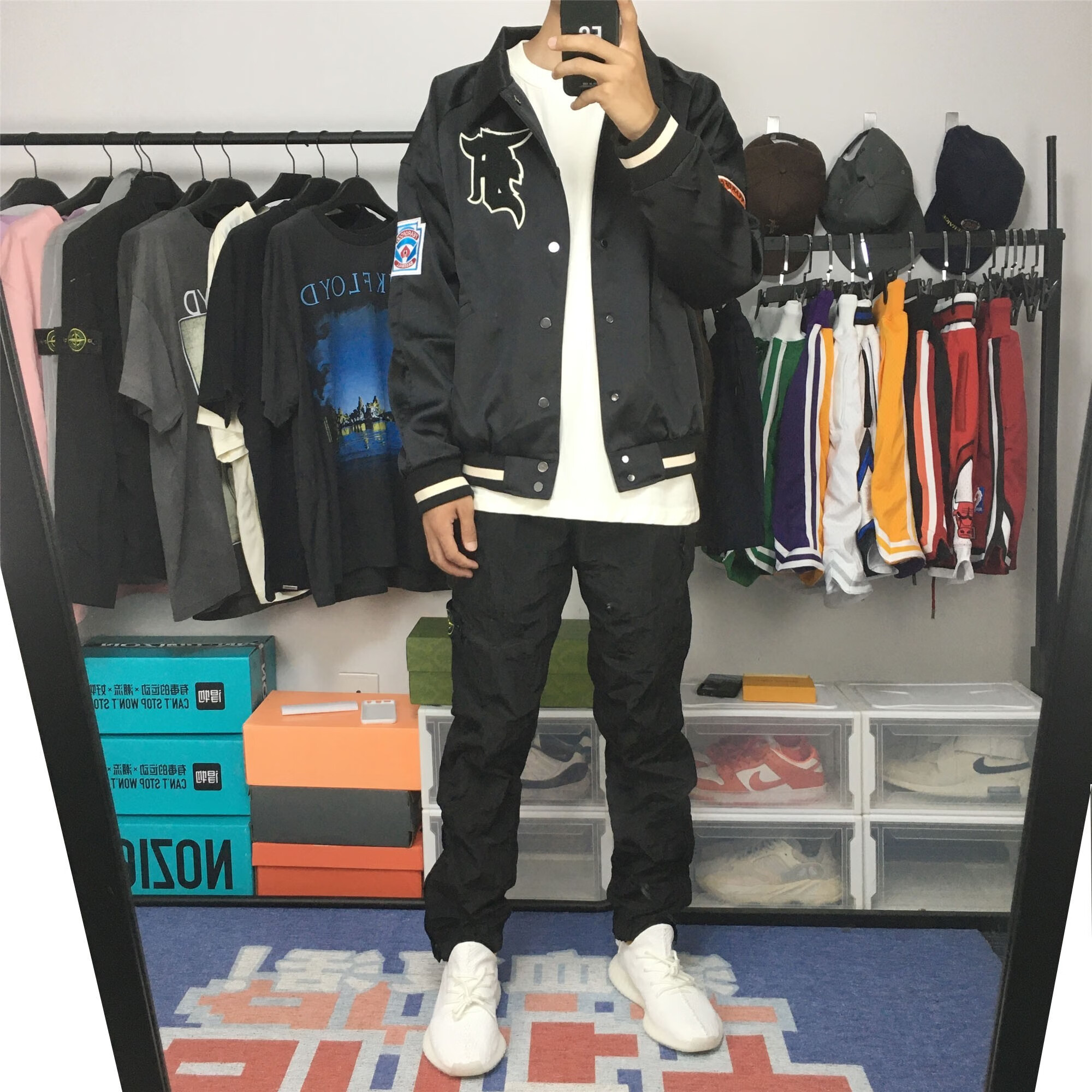 现货fear of god fog第五季袖章徽章高街夹克棒球服外套男女潮厚 黑色