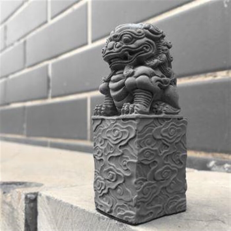 石狮子 看门一对摆件莱杉 水泥缸石狮号子迷你小新中式桌面摆传统祝福