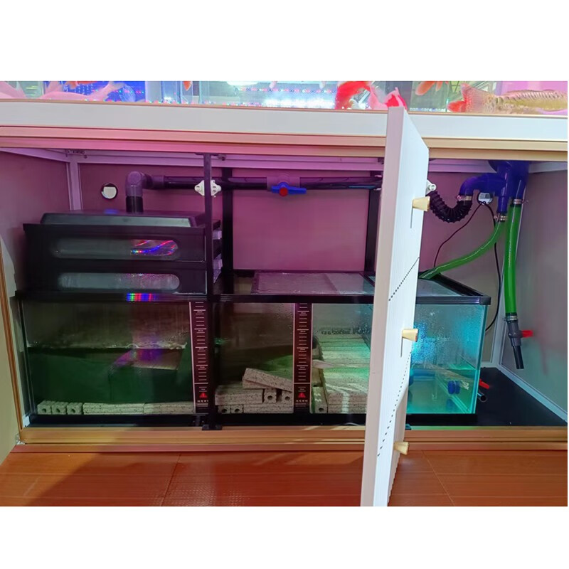 宝贝故事(BABY STORY)超白鱼缸客厅家用 中式龙鱼缸免换水鱼缸屏风鱼缸生态鱼缸底滤 黑胡桃款全套底滤底柜鱼缸 120*50*(75缸高/85柜高)三门柜