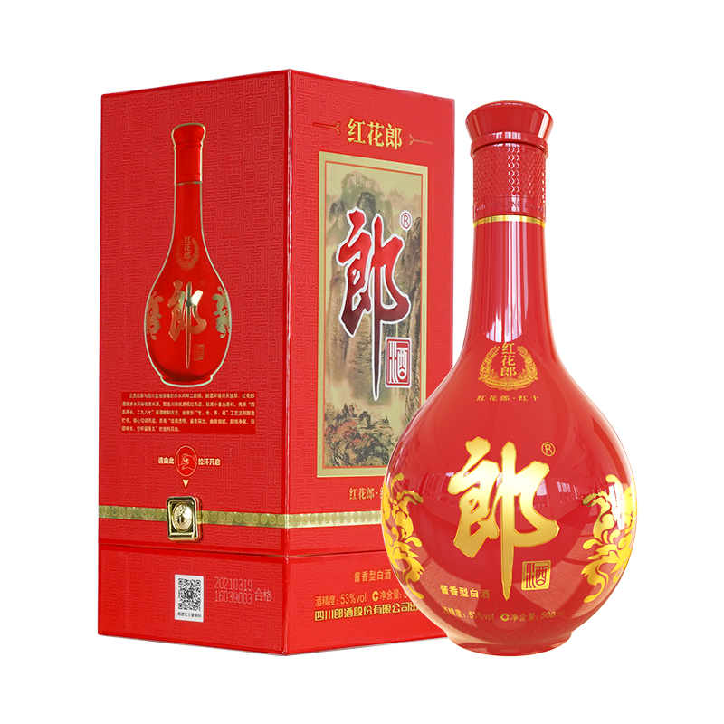 LANGJIU 郎酒 红花郎 红10 第四代 53%vol 酱香型白酒 500ml 单瓶装