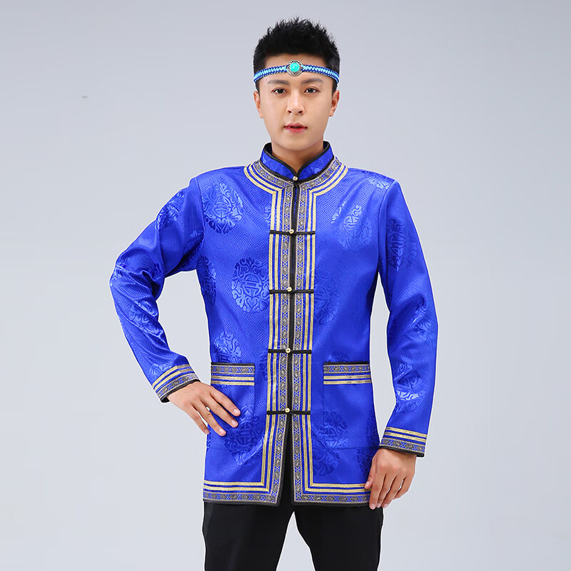 缪百伦  mewbballe蒙古族服装男短款上衣蒙族立领宽松日常蒙古服装