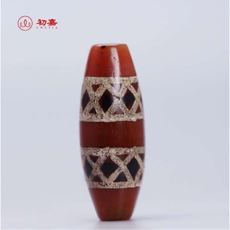 初嘉 西亚美索不达米亚 镶蚀玛瑙老红玉髓老玛瑙千牛旁系天珠