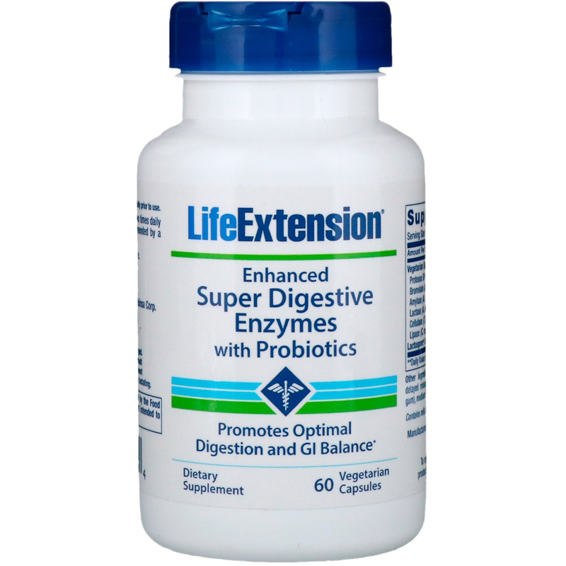 LifeExtension 消化酶+益生胶囊 60粒 肠胃调节肠道调节群增强抵抗力