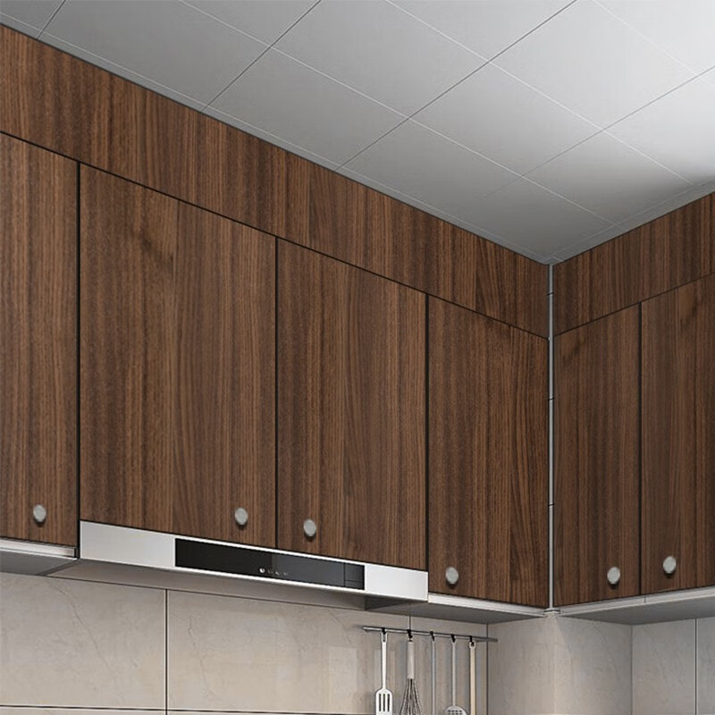 防油自粘衣柜门家具贴膜厨房灶台防霉翻新改造 胡桃木纹 宽60cm*长3m