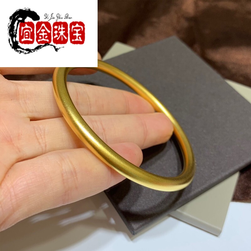 宜金(ykin*古法金手镯莲花黄金镯子新磨砂闭口实心镯子女999足金妈妈