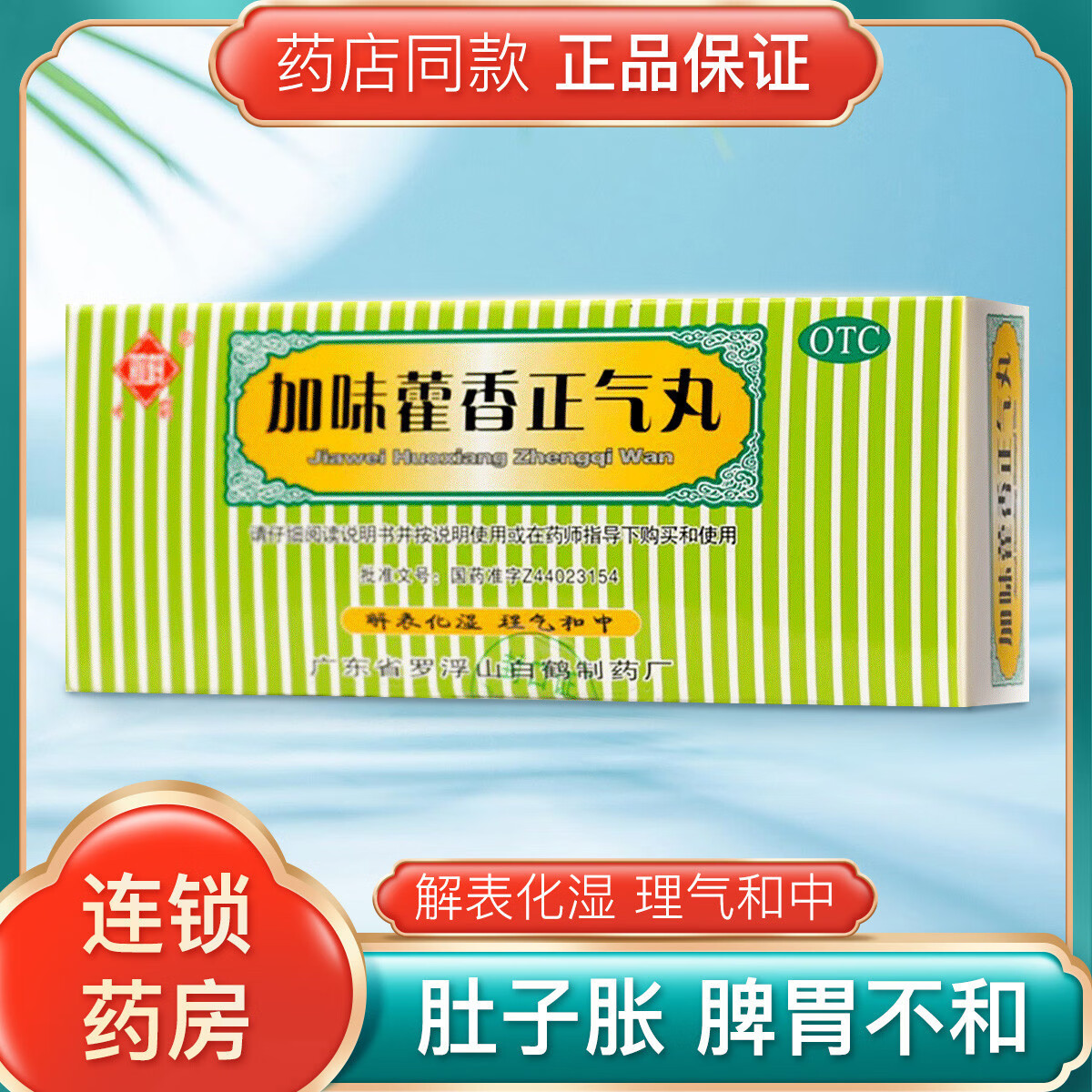 观鹤加味藿香正气丸 3g*10袋 解表化涩 理气和中 用于外感风寒 内伤