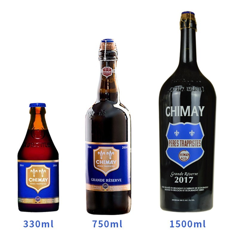 智美Chimay 比利时进口精酿 智美红白蓝帽高度啤酒 修道院啤酒 智美蓝帽1.5L+750ml+330ml