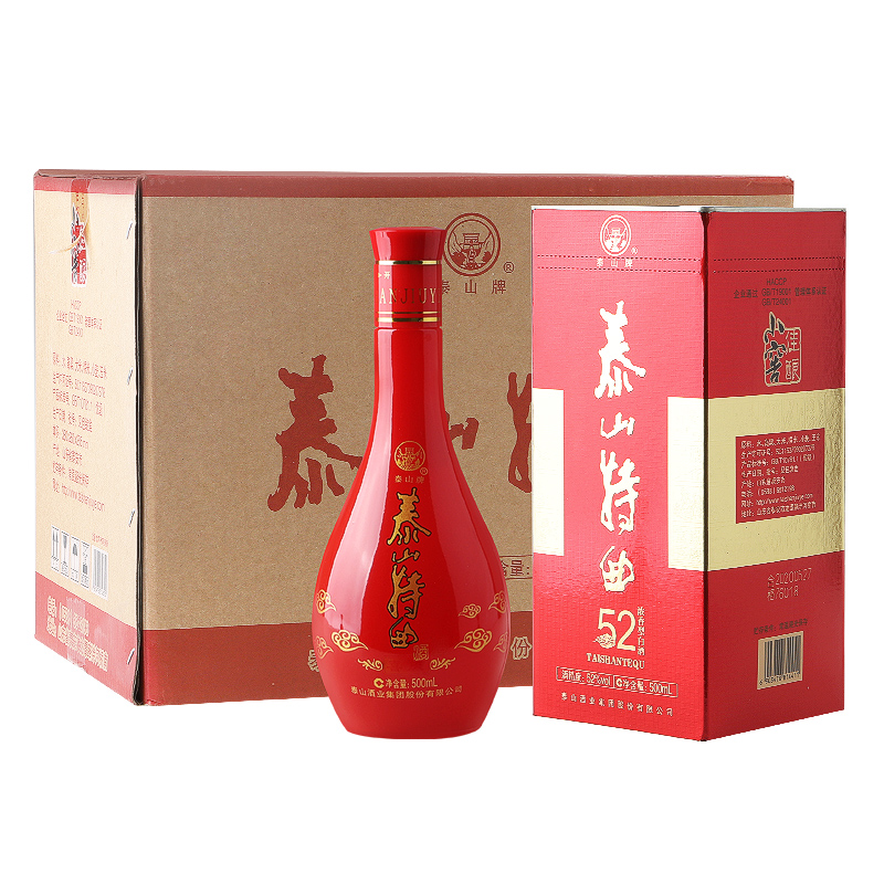 泰山牌 52度泰山特曲 小窖佳酿 浓香型白酒 婚庆用酒 整箱 500ml*6瓶