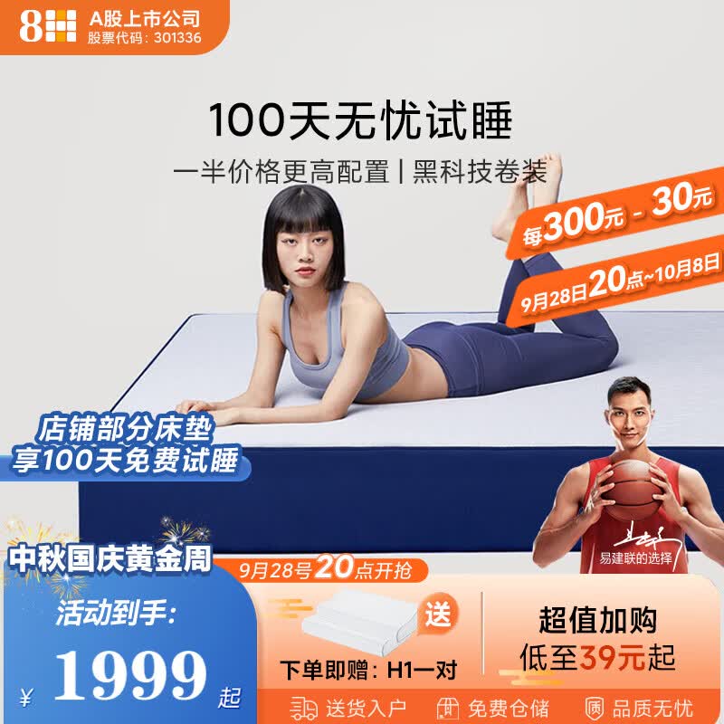 8H 可折叠卷装蓝精灵床垫 慢回弹记忆棉弹簧床垫厚GL 克莱因蓝 1.8米*2米属于什么档次？