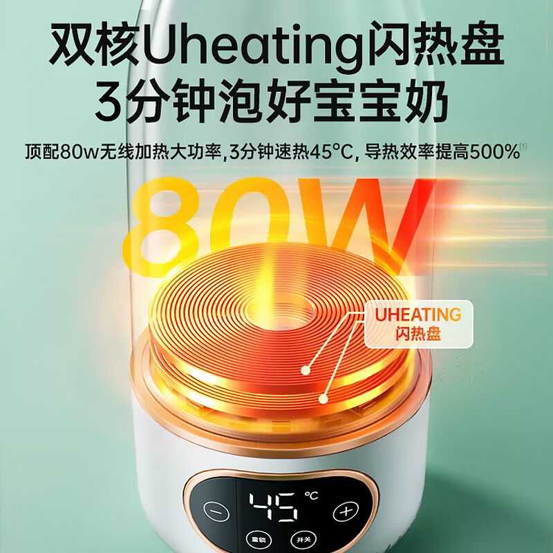 奢姿恒温水杯100℃烧水杯无线便携式热水壶55℃婴儿外出恒温壶调奶杯冲泡奶粉旅行户外热奶温奶调奶器 0.5L 【无线烧开100℃】彩绘白