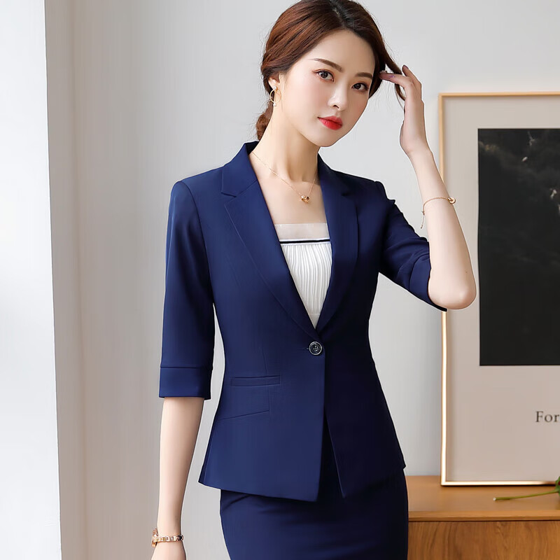 spraying职业装中袖西装套装女2024夏新款时尚商务正装西服酒店前台