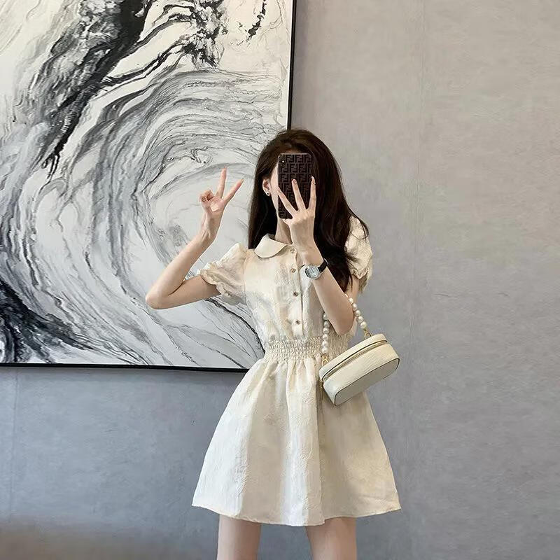 蔓草寇连衣裙法式小香风可爱仙女束腰裙子女2025夏季新款茶歇甜美少女感 #40图片色 M （90-100斤）