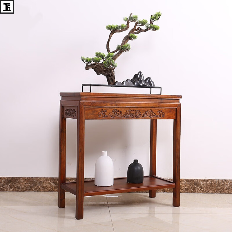 工匠行  实木花架老榆木盆景架长条奇石桌鱼缸架室内阳台多层架茶水桌