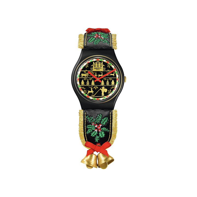 斯沃琪(swatch)瑞士手表 节日限定款  金色圣诞  圣诞礼物 男女石英表