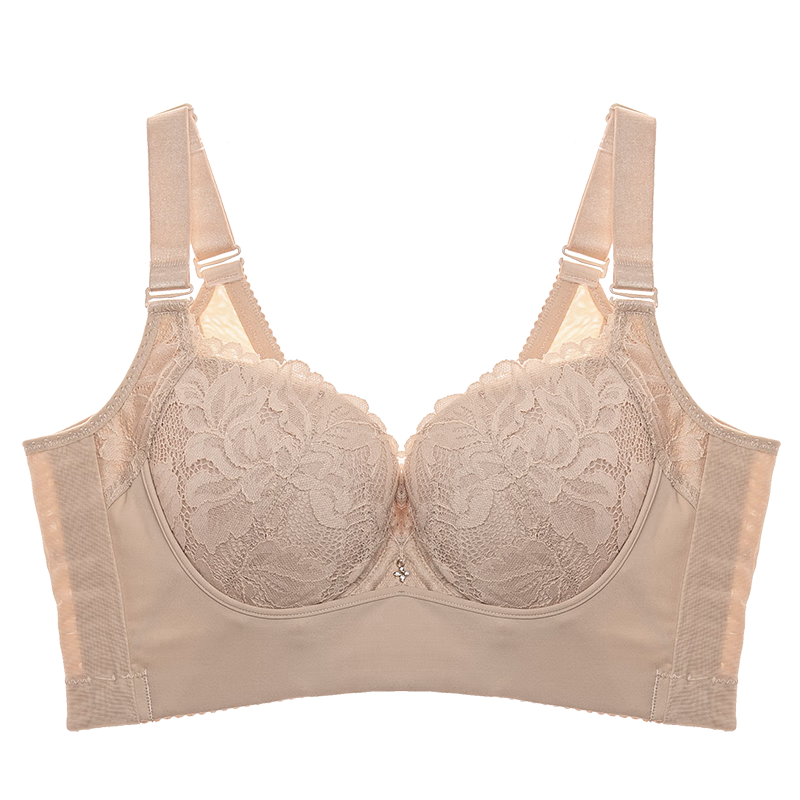 奥维丝丽（OWSL）【商场同款 聚拢定型】文胸软钢圈上托调整内衣侧收副乳赘肉胸罩 修塑灰 75C