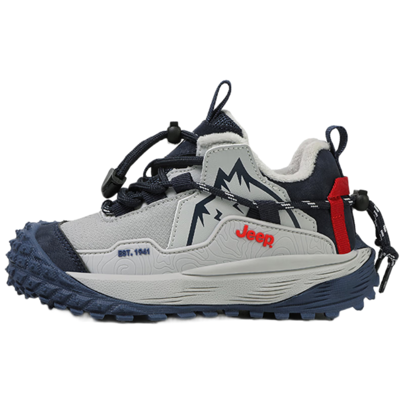 Jeep 冬季皮面儿童加绒休闲鞋 男童免系带保暖棉鞋  89.9元(需领券) 包邮